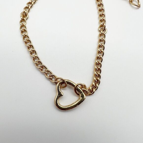 Set Of 2 Children’s Gold Tone Heart Link Adjustable Cable Chain Bracelets - Picture 3 of 4